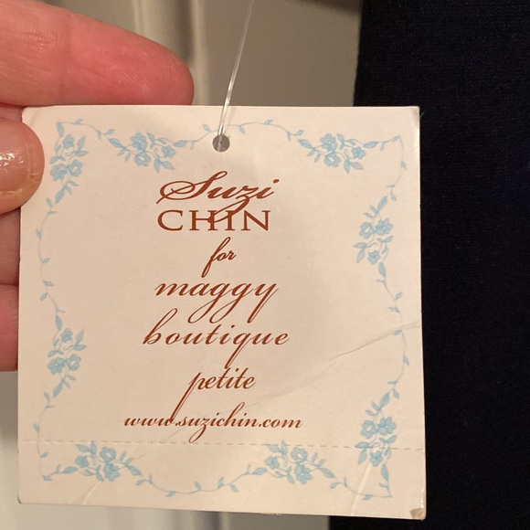 NWT Suzi Chin navy dress size 12p with belt - Picture 9 of 13